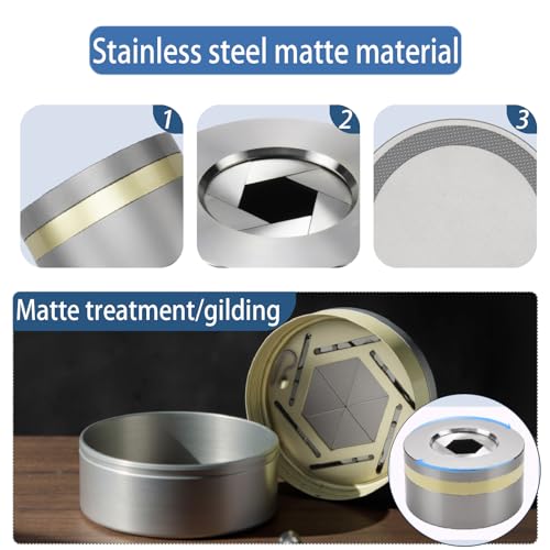 Image of Windproof Stainless Steel Smokeless Ashtray with Lid for Cigarettes Indoor- Rotating Switch Covered Design for Cigar,Home,Office & Outdoor (Silver Matte Short)