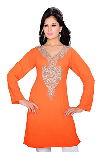 Kaftan femme orange taille 20 chic et fluide pour la plage