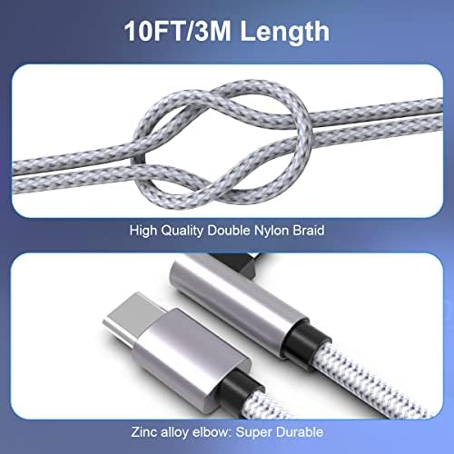 10FT 90 Degree USB C to Lightning Cable, Right Angle iPhone 13 Charger Cable Braided Fast Charging USB to iPhone Charger Cord MFi Certified with iPhone 13/12/ Pro/Max/11/8/Plus, i Pad, AirPods Pro(3M)