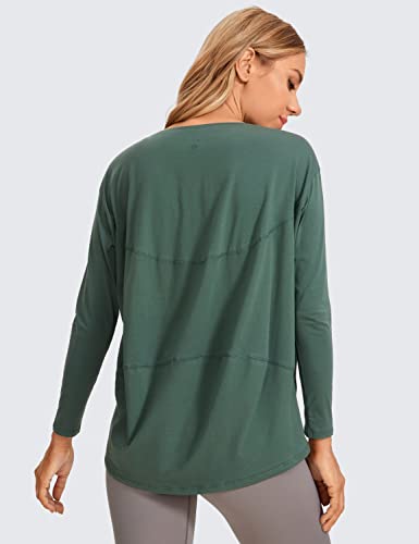 CRZ YOGA Camisas de treino de manga comprida para mulheres soltas Fit-Pima Camisas de ioga de algodã