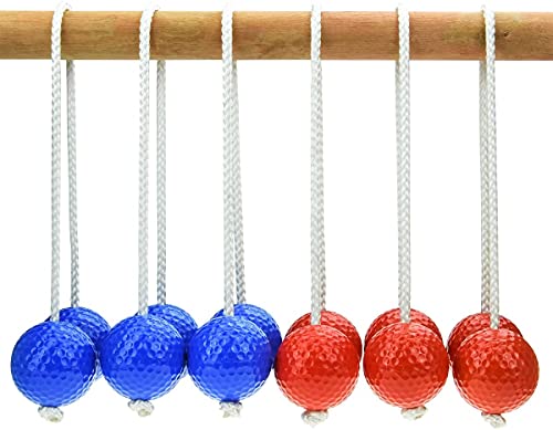 Qi Mei Ladder Ball Toss Game Family Outdoor Replacement Ladder Balls Bolos Bolas Golf Balls Red and Blue - Thumbnail 2