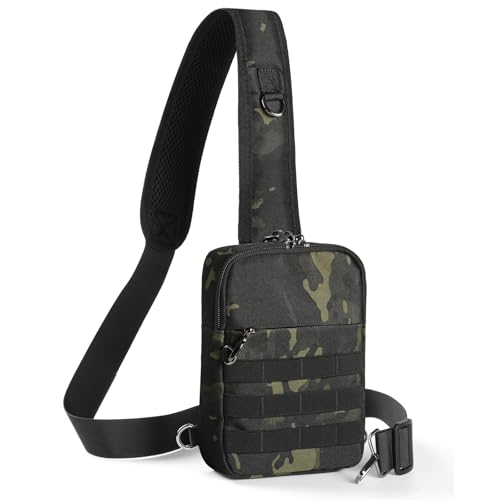 Keanoo Sling Bag, Tactical Anti Theft Crossbody Bag with Zipper Lock RFID EDC Small Chest Bags for Men Women(Camouflage) by Keanoo - Used condition - US$20.85