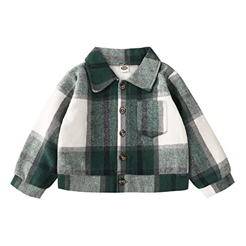 Toddler Boys Girls Shirt Coat Jacket Plaid Long Sleeve Kids Lapel Collar Button Shirts Boys Winter Coat