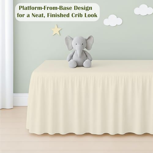Image of Luxury Crib Bed Skirt 28 inch x 52 inch with 14 Inch Drop Soft & Breathable Dust Ruffle Fits Standard Crib and Toddler Bed Nursery Microfiber Fabric Ruffle Bed Skirt for Baby Boys or Girls Ivory Solid