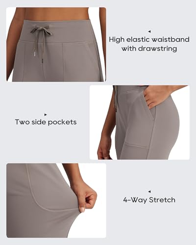 G4Free Wide Leg Fleece Lined Pants Women Drawstring Waist Winter Work Pants with Pockets for Casual Office4