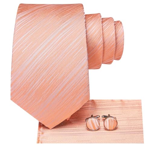Image of Dubulle Silk Ties Set for Men Formal Paisley Striped Necktie Pocket Square Cufflinks 3PCS Sets Wedding Business Party