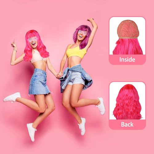 27 Pieces Colored Wigs Funky Neon Colorful Wigs with Heart Shape Sunglasses and Wig Cap for Women Cosplay