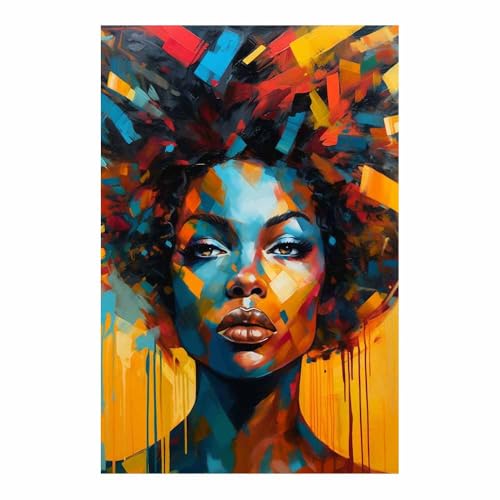 Tableau africain coloré décoration murale salon moderne en toile rouge 50x70cm