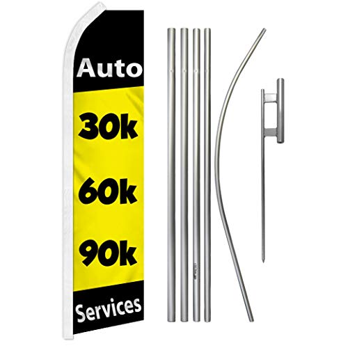 30k 60k 90k Miles Services Swooper Advertising Flag & Pole