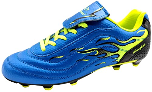 tiebaoGanar Big Kid's Soccer Shoes Field Hockey Cleats Outdoor Long Studs Turf Shoes Girls Athletic Football Shoes Training Firm Ground Football Boots TBG-S75535/Blue-36