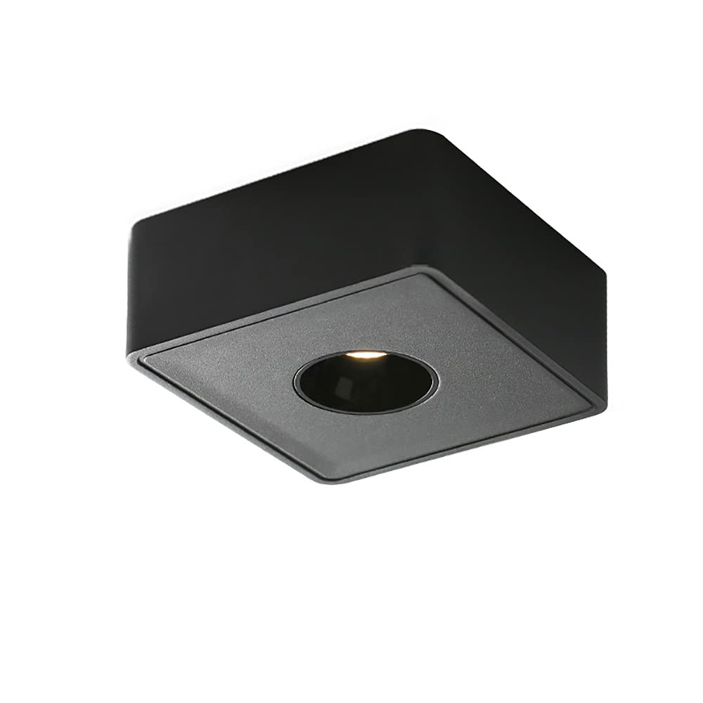 Aisilan 12W Black Square Ceiling Spot Light, Single Head Ultra-Thin Ceiling Spotlight Flush-Mounted Aluminum Fixture for Living Room, Bedroom