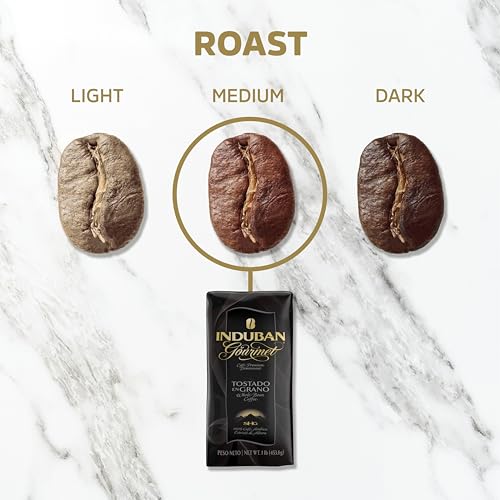 Image of Induban Gourmet, 16 oz Bag, Whole Bean Coffee, Medium Roast - Premium 100% Arabica Coffee from the Dominican Republic (Pack of 4)