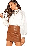 Floerns Women's Loose Drop Shoulder Lantern Sleeve Fashion Pullover Sweater Tops A White S