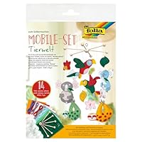 folia 22869 - Mobile Set Tierwelt zum Selbermachen, mit 14 Teilen, Anleitung und Schnittmusterbogen - Komplettset zur Erstellung eines Mobiles