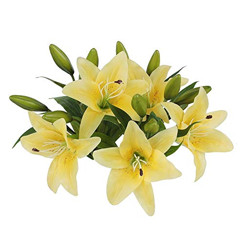 YHLVE Lilies Artificiales de Colores Brillantes, Accesorios Simulación Real de calas, Amarillo, 14 cm