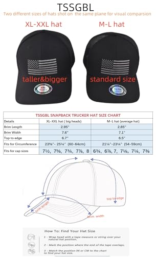 Image of TSSGBL M, L, XL, XXL Snapback Trucker Hats Baseball Caps Adjustable Blank Mesh Back Ball Caps for Men Women