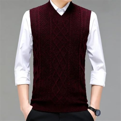 2024 Men's Warm Knitted Vest Autumn Thickened Slim Sleeveless Warm Sweater Vest3