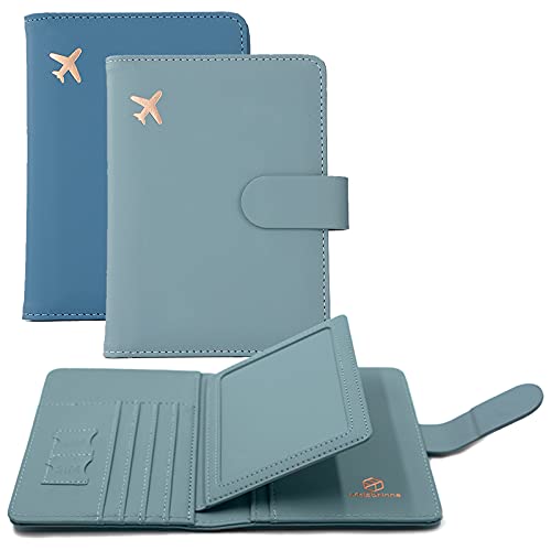 Image of Melsbrinna Rfid Passport Holder for Travel women /Men, Cute Passport Wallet Rfid Blocking Card Slots, Rfid Passport Cover /CaseTravel Wallet, Passport Book Holder (2, Blue1Blue2)