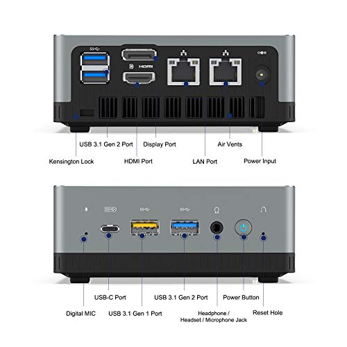 UM250 Mini PC AMD Ryzen 5 PRO 2500U 4C/8T Windows 10 Pro Mini Computer, DDR4 16GB RAM+256GB SSD, HDMI/DP/USB-C 4K@60Hz Output, 2X RJ45 Port, 4X USB3.1 Port, Dual Band WiFi, Radeon Vega 8 Graphics
