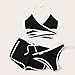 Womens 3 Piece Swimsuit Set Criss Cross Tops with Beach Sports Shorts Bathing Suits Holiday Fashion Casual Beachwear Black,XL