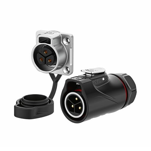 PLUGOOD PLG20 3Pin Industrial Waterproof Connector IP68 Semi-Metal Solder Male Plug Female Flange Socket for Outdoor Use M20 Quick Connect Circular Aviation Connector 20A