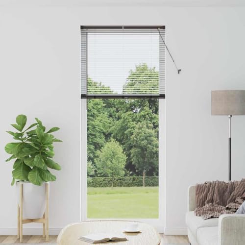 Persianas Venecianas de Aluminio Negro Mate para Ventanas con Control Manual de Luz y Privacidad, Sistema de Montaje Externo y Mantenimiento Fácil, Cortinas Modernas