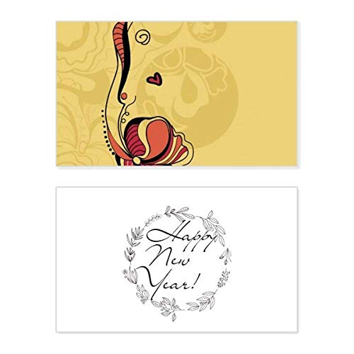 Tarjeta de felicitación de Año Nuevo con diseño botánico exclusivo de plantas y flores