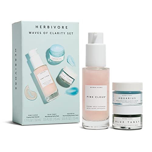 Herbivore Botanicals Waves of Clarity Pore Purifying Set â€“ Motherâ€™s Day Gift of Pink Cloud Cleanser (1.7 oz), Blue Tansy Resurfacing Mask (0.5 oz) and Aquarius Pore Purifying Cream (0.5 oz)