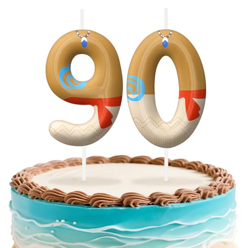 Image of Hawaii Number 90 Birthday Candles, Island Themed Cake Topper for Boys Girls Cake Decorations, Birthday Decorations Party Supplies, Number Candles for Party Decor