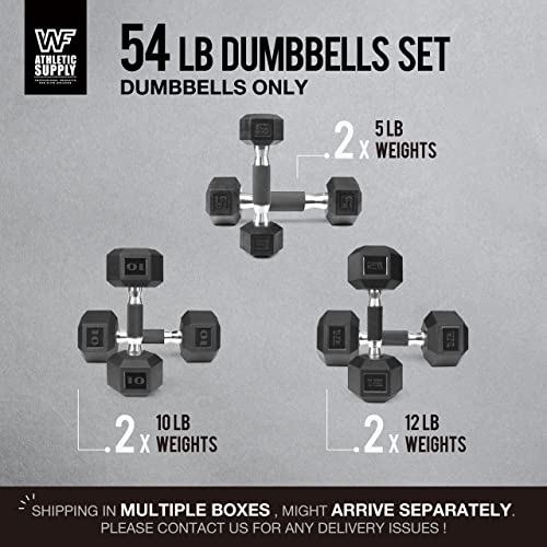 Wf Athletic Supply Rubber Encased Hex Dumbbells With Rubber Grip Contoured Handle For Muscle Toning, Strength Building & Full Body Workout #TOP1