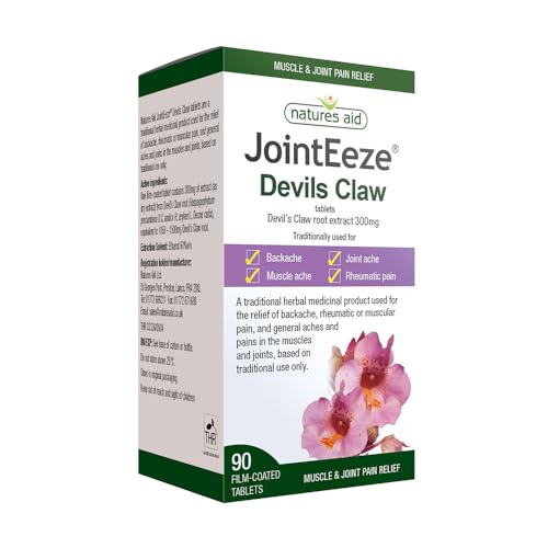 Natures Aid JointEeze Devils Claw 300mg High Strength Herbal Tablets Supports Joint Health & Mobility Vegan Gluten-Free Non-GMO THR Registered Traditional Remedy 90 Tablets