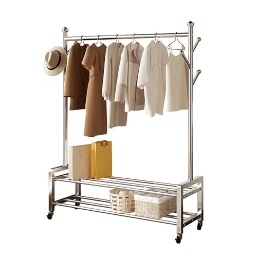 Portant à vêtements gain de place double étagère pour ranger une pièce encombrée