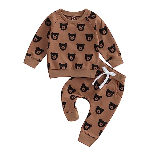 Image of WZTYYDS Toddler Boy Clothes 2T 3T 4T 5T Fall Outfits Baby Pullover & Pants Sets Kids Winter 2Pcs Sweatsuit