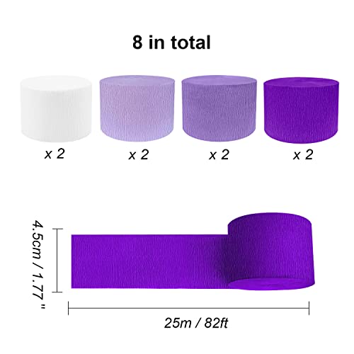 Yssai Purple Party Decorations Purple Crepe Paper Streamers 8 Rolls 656 Ft Tassels Streamer Garland Hanging Backdrops Decorations For Birthday Wedding Bridal Baby Shower Lilac Theme Party Decoration #TOP2