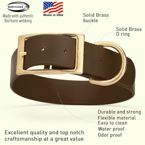 Image of Viper Biothane Heavy Duty Waterproof Dog Collar Strong Coated Nylon Webbing w /Solid Brass Hardware Odor-Proof Easy to Clean High Performance Fits Small Medium or Large Dogs, Dark Chocolate Brown