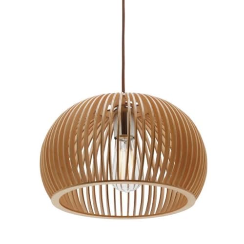 Lustre Luminária Teto Grande Pendente Bola De Madeira Decoração S...