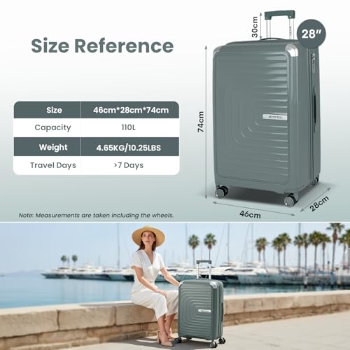 Image of Storite 74Cms | 28 Inch Polypropylene Hard Side Cabin Trolley Luggage with 360 Spinner Wheels & TSA Lock Lightweight Travel Suitcase for Men & Women - Quartz Grey