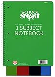 School Smart Spiral Non-Perforated 1 Subject College Ruled Notebook, 100 Sheets, 11 x 8-1/2 Inches