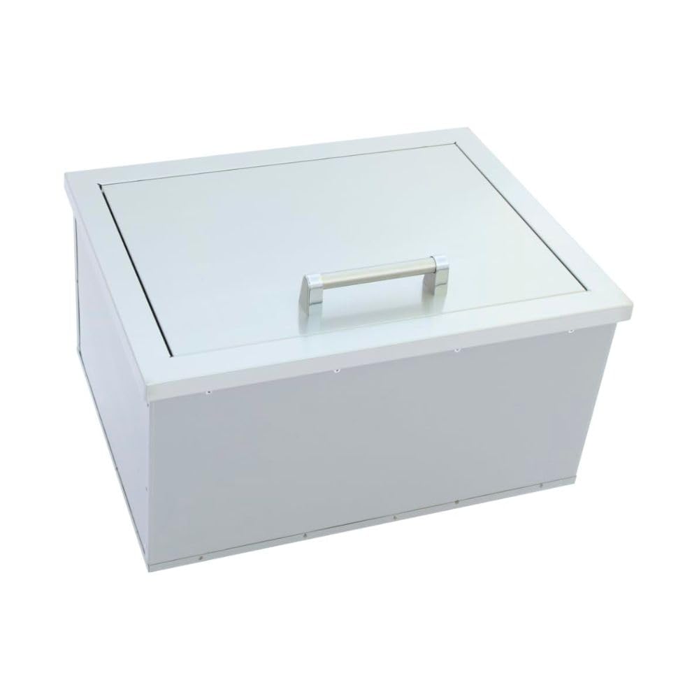 Kokomo Grills 23X17 Drop-in Stainless Steel Ice Chest | Heavy Duty Dual Wall Commercial Grade Fully Insulated Ice Bin with Polished Bar Handle and Bottom Drain for Outdoor Kitchen Bars