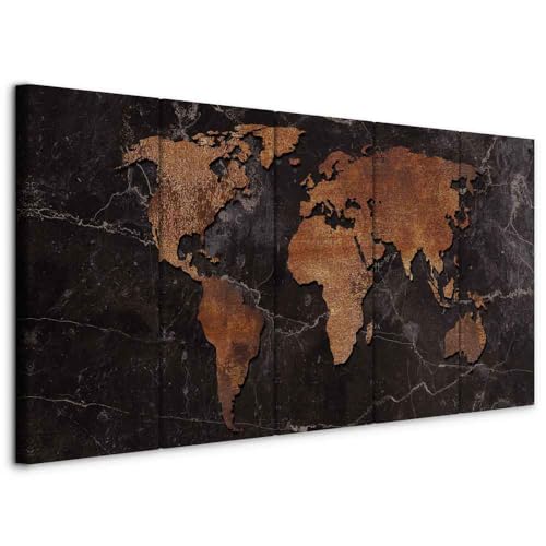 murando - Tableau décoratif Carte du monde 225x90 cm - Impression sur toile colorée - Décoration murale pour salon et chambre - Fond de texture de carte du...