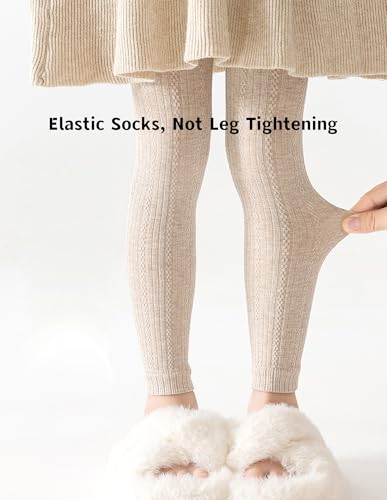 Toddler Girls Knitted Leggings Classic Solid Footless Stretchy Ribbed Tights Ankle Length Pants3