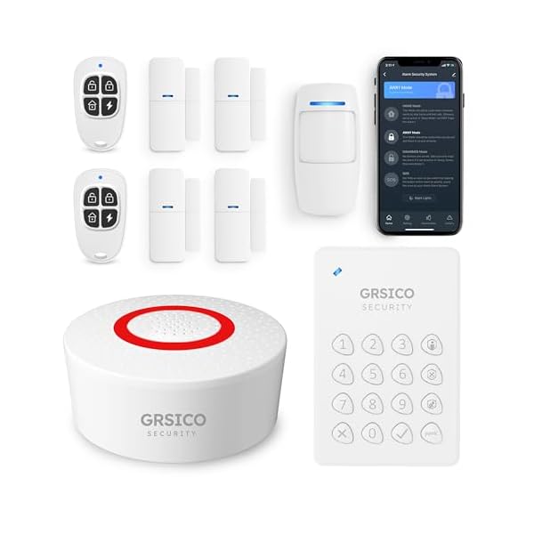 Wireless Home Alarm System 9-Piece Kit, WiFi Alarm System for Home Security with Phone APP Alert (Alarm Siren, Keypad, Remote, Motion, and Door Sensors) for Home, Apartment, Work with Alexa