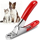 PETTOM Dog Cat Nail Clipper Professional Pet Claw Trimmer Stainless Steel Pet Toes Cutter Grooming Tool for Small Medium Dogs Cats (Guillotine Nail Clipper) Red