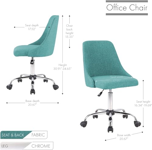 Image of Taskpro Fabric Upholstered Height-Adjustable 360 Swivel Revolving Office Study Desk Chair in Pista Color