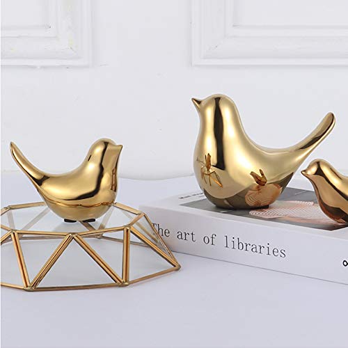 Tofoan Ceramics Gold Bird Animal Ornaments Decorative Statues Figurines Home Decor For Living Room Bedroom Office Desktop Cabinet Craft Bird Sculpture Ornaments - 2 Pack #TOP4