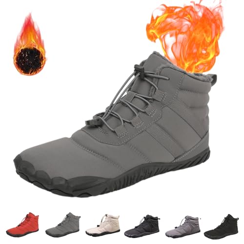 Giltpeak Waterproof Winter Barefoot Shoes, Comfort Boots Pro Non-Slip Waterproof Winter, Mens Womens Winter Barefoot(A65 Gray,Women16/Men14)