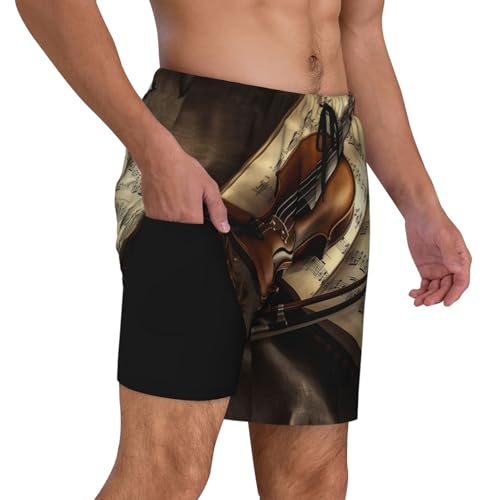 Short de bain pour homme violon et livre à séchage rapide - 3