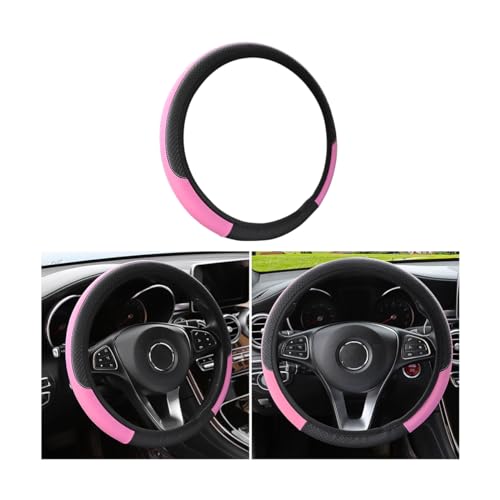 Funda para volante de automóvil de 15 pulgadas, universal, elástica, transpirable, antideslizante, sin anillo interior, accesorios de automóvil, protector de volante para mujeres y hombres (rosa)