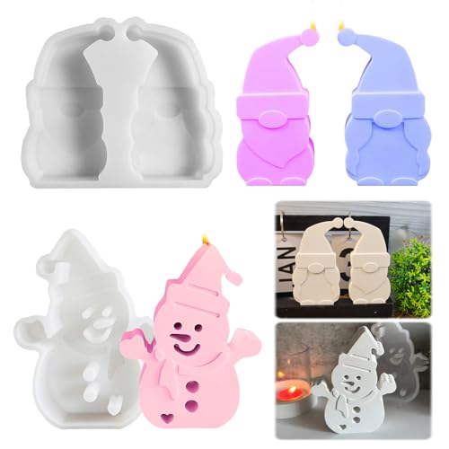 HIQE-FL Moldes de silicone 3d, 2 peças molde de silicone para gnomos, com forma de gnomo Natal anão, molde de silicone 3D de Natal, molde de silicone 3D molde de silicone, moldes de silicone para