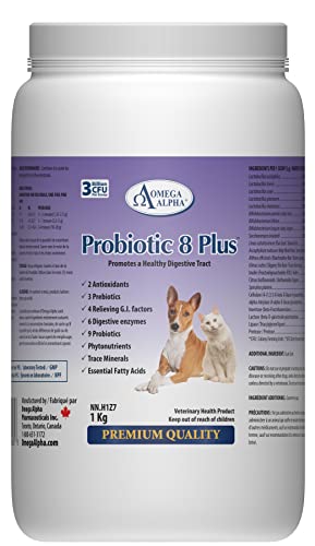 Probiotic 8 Plus Pet Probiotics | Enzymes & Fiber for Digestion | Natural Herbal Digestive Supplement |Reduces Indigestion | Specially for Cat & Dogs (1kg,1000g)